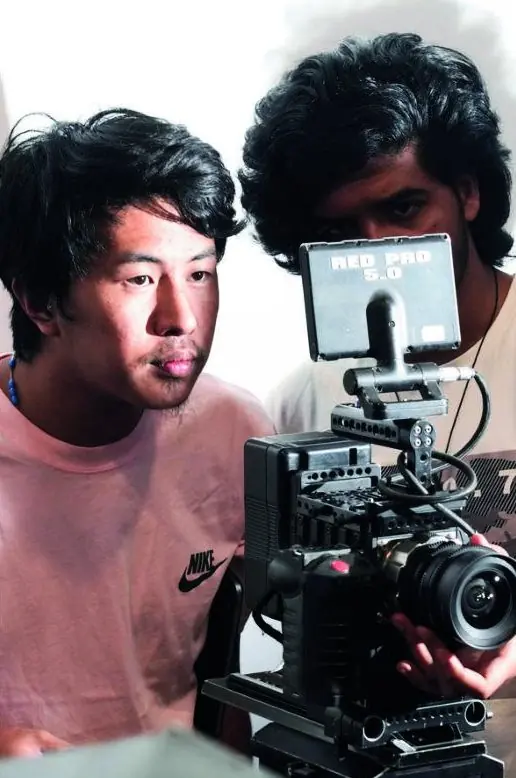Students framing a shot